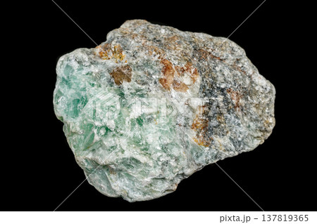 Macro of a stone Talc mineral on a black background 137819365