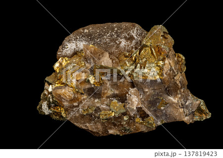 Macro siderite mineral stone on black background Macro siderite mineral stone on black background 137819423