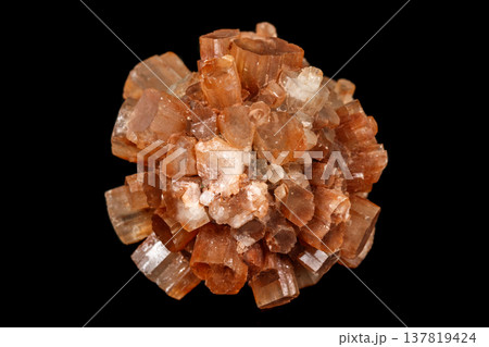 Macro stone Aragonite mineral on a black background Macro stone Aragonite mineral on a black background 137819424