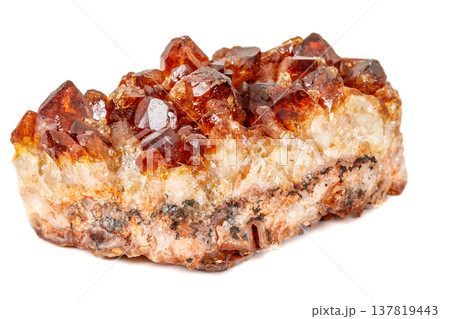 Macro mineral stone Citrine on white background Macro mineral stone Citrine on white background 137819443