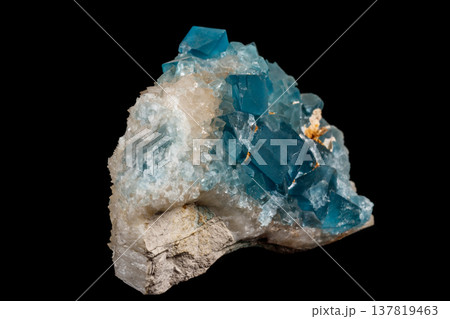 macro mineral fluorite stone on black background 137819463