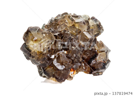 Macro stone mineral Fluorite on a white background 137819474