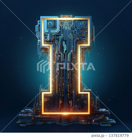 Futuristic font. Letter I. 3d rendering abstract 137819779