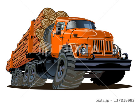 Vector Cartoon logging truck 137819992