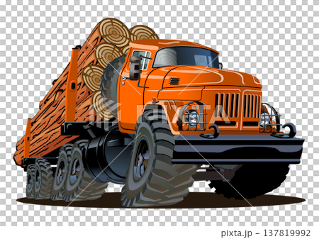 Vector Cartoon logging truck 137819992