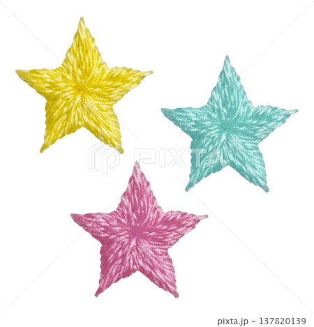 【カラフル星セット】手刺繍イラスト素材 137820139