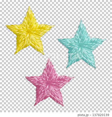【カラフル星セット】手刺繍イラスト素材 137820139