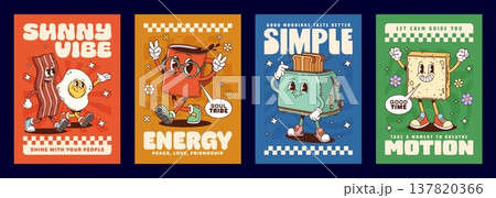 Breakfast groovy hippie characters posters with slogans sunny vibe and shine with your people. Soul tribe, peace, love or friendship, good morning taste better. Good time, take a moment to breathe Breakfast groovy hippie characters posters with slogans sunny vibe and shine with your people. Soul tribe, peace, love or friendship, good morning taste better. Good time, take a moment to breathe 137820366