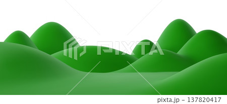 3d green grass meadow, lawn and hills. Vibrant vector scene with slopes, and grassy meadow for travel graphics, environmental projects, park branding, seasonal graphics, or children game 137820417