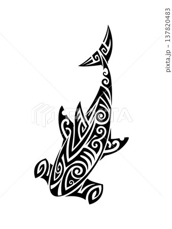 Maori hammerhead shark animal tribal black tattoo or symbol. New Zealand ethnic graphic decoration, Samoan tribe folk symbol. Maori warrior black tattoo Maori hammerhead shark animal tribal black tattoo or symbol. New Zealand ethnic graphic decoration, Samoan tribe folk symbol. Maori warrior black tattoo 137820483