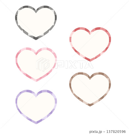 ギンガムチェックのハートセット　フレーム 137820596