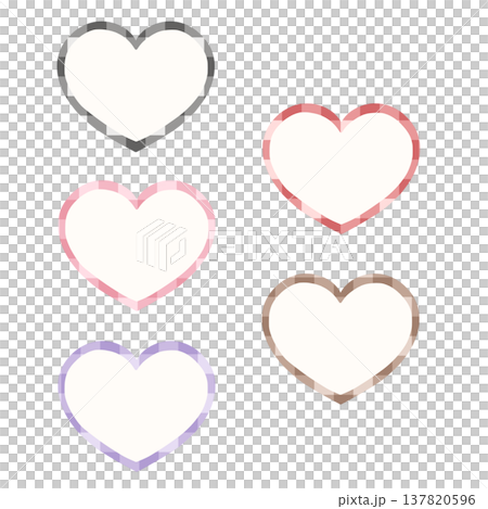 ギンガムチェックのハートセット　フレーム 137820596