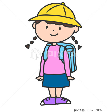 ランドセルを背負ったた小学生の女の子 137820929