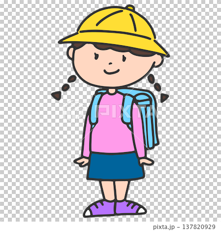 ランドセルを背負ったた小学生の女の子 137820929
