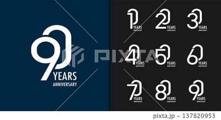 Set of trendy anniversary logotype. Modern geometric anniversary celebration icons design. 137820953