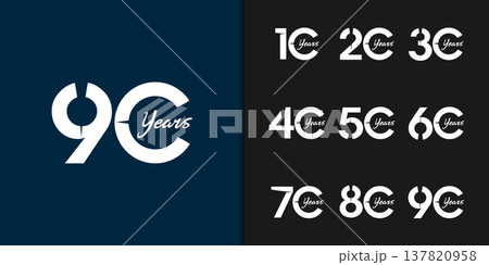 Set of trendy anniversary logotype. Modern geometric anniversary celebration icons design. Set of trendy anniversary logotype. Modern geometric anniversary celebration icons design. 137820958
