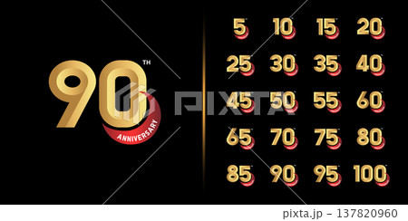 Set of premium anniversary logotype. Golden anniversary celebration emblem design. 137820960