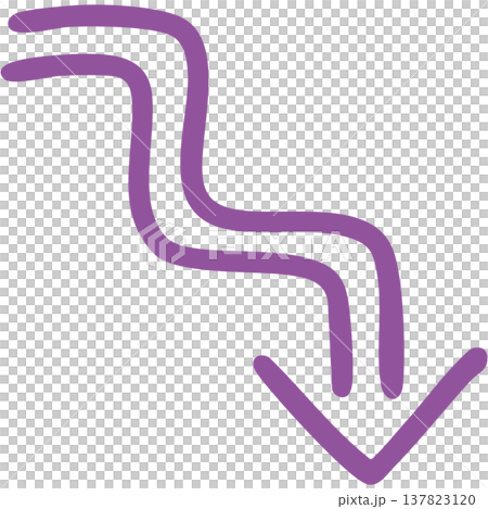 二重線の手書き矢印のイラスト16(紫) 二重線の手書き矢印のイラスト16(紫) 137823120