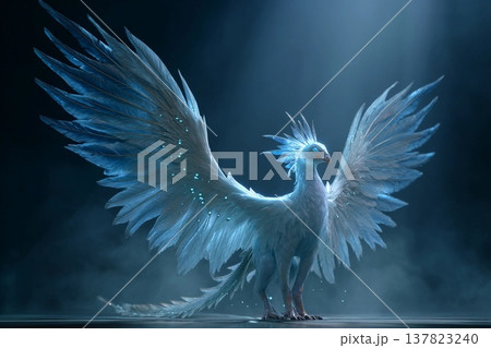 Majestic Creature With Luminous Wings Casting a Magical Glow in the Twilight Mist Generative AI Majestic Creature With Luminous Wings Casting a Magical Glow in the Twilight Mist Generative AI 137823240