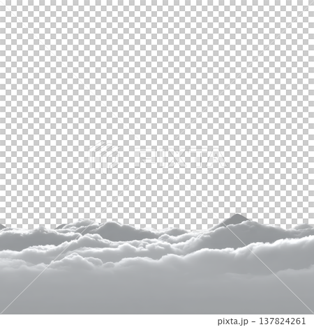 Serene view of fluffy white clouds against clear black sky, creating peaceful and tranquil atmosphere. soft texture of clouds contrasts with transparency background 137824261