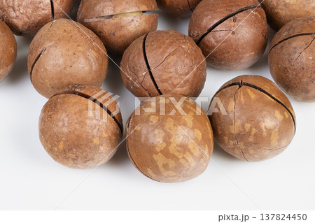 Highquality packaging mockup focusing on macadamia nuts with soft shadows. Ecommerceready product shot highlighting premium macadamia nuts with consistent shells and gentle shading 137824450