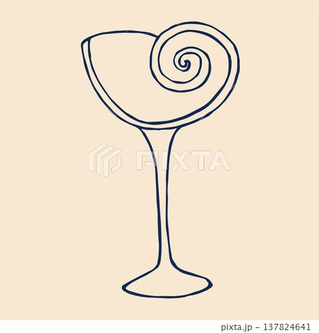 A whimsical vector illustration showcases a shell-shaped glass, embodying the enchanting mermaidcore aesthetic. A whimsical vector illustration showcases a shell-shaped glass, embodying the enchanting mermaidcore aesthetic. 137824641