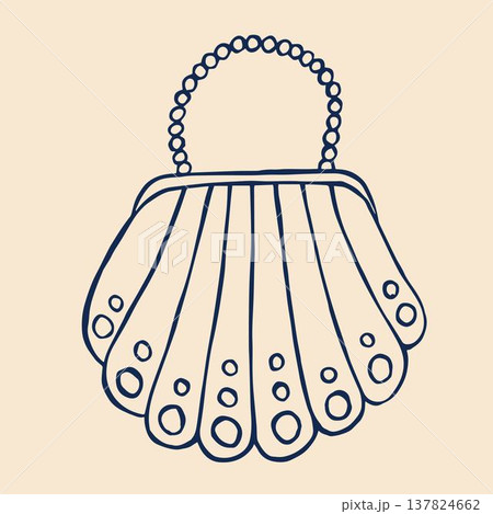 A charming shell-shaped handbag adorned with pearls, embodying the whimsical mermaidcore aesthetic. A charming shell-shaped handbag adorned with pearls, embodying the whimsical mermaidcore aesthetic. 137824662