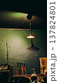 Cozy stage with microphone and stool 137824801