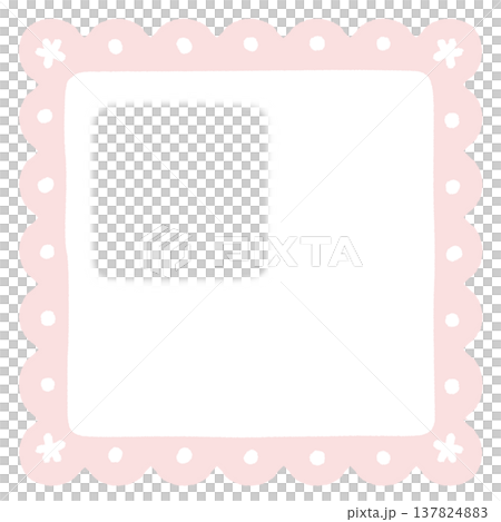 レース風フレーム　真ん中一部透過(透過確認 要)　ピンク　正方形 137824883