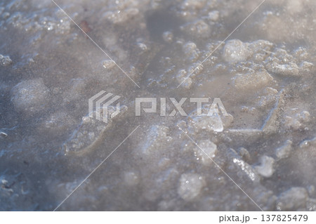 Photographer captures serene process of seasonal ice melting. Detailed examination of crystalline ice structures undergoing seasonal transition during springtime Photographer captures serene process of seasonal ice melting. Detailed examination of crystalline ice structures undergoing seasonal transition during springtime 137825479