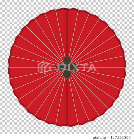 A Japanese-style illustration of a red umbrella, plain background, overhead view, white background, traditional craft. A Japanese-style illustration of a red umbrella, plain background, overhead view, white background, traditional craft. 137825500