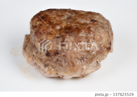 Examining cutlet surface quality details. Closeup image of cooked cutlet surface quality. Detailed macro view highlighting cutlet surface characteristics and quality indicators Examining cutlet surface quality details. Closeup image of cooked cutlet surface quality. Detailed macro view highlighting cutlet surface characteristics and quality indicators 137825529