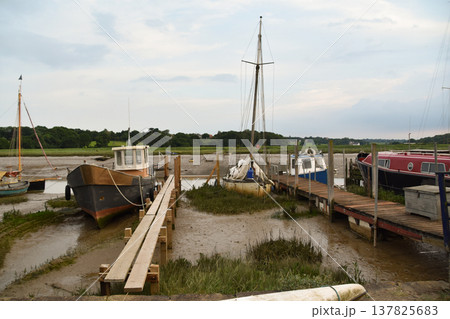 Small Boats on the River Colne in Wivenhoe, Essex 137825683