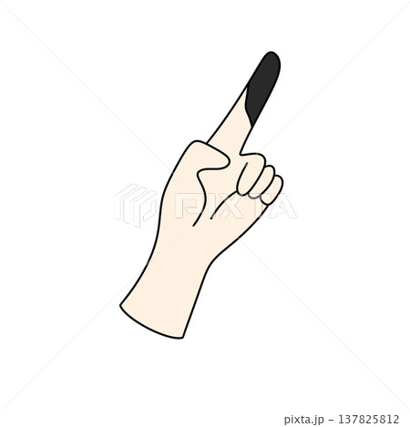 Hand points upward with one finger extended Hand points upward with one finger extended 137825812