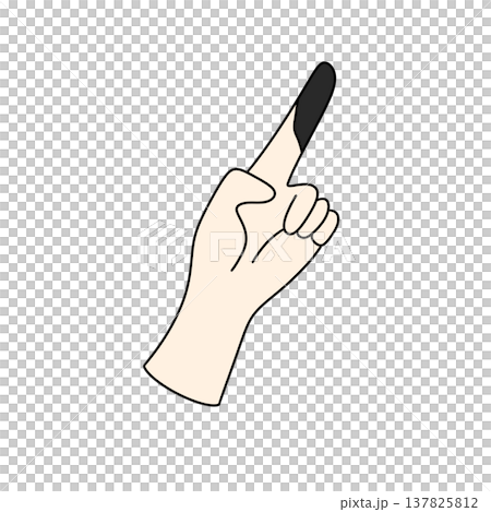 Hand points upward with one finger extended Hand points upward with one finger extended 137825812