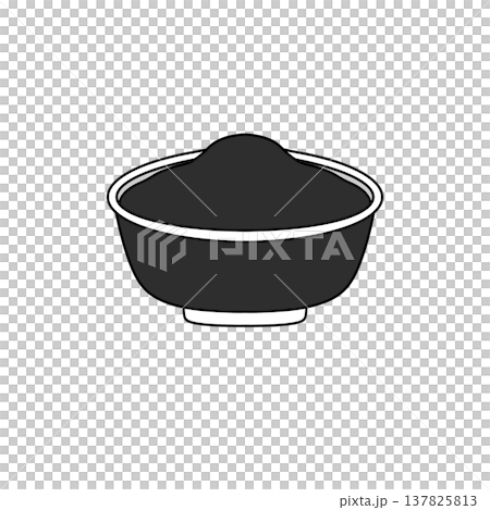 Dark bowl holds rich, textured powder Dark bowl holds rich, textured powder 137825813