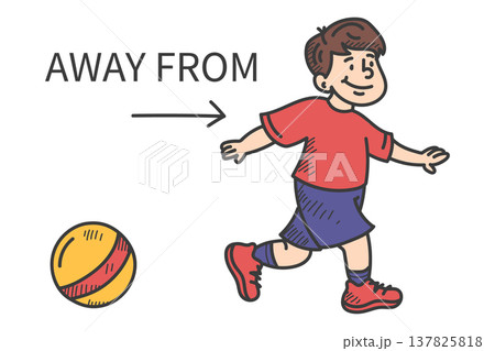 Boy moving away from the ball 137825818