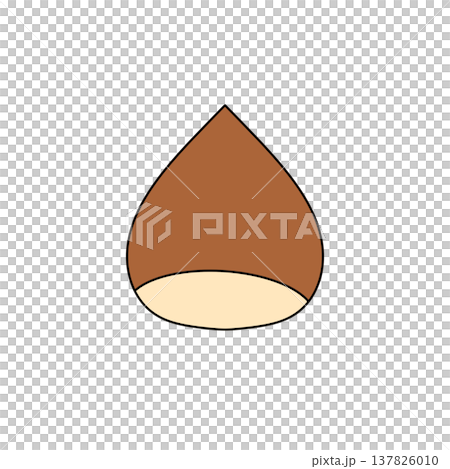 Brown nut with beige bottom, isolated on white Brown nut with beige bottom, isolated on white 137826010