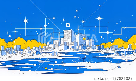 DX・AI・クラウドで進むデジタルトランスフォーメーション｜データネットワークのビジネスコンセプト