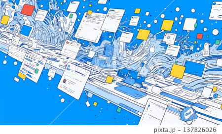 DX・AI・クラウドで進むデジタルトランスフォーメーション｜データネットワークのビジネスコンセプト