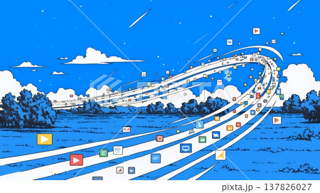 DX・AI・クラウドで進むデジタルトランスフォーメーション｜データネットワークのビジネスコンセプト