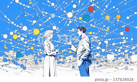 DX・AI・クラウドで進むデジタルトランスフォーメーション｜データネットワークのビジネスコンセプト