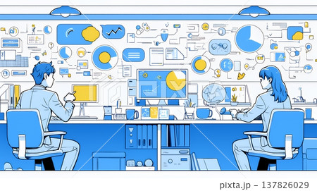 DX・AI・クラウドで進むデジタルトランスフォーメーション｜データネットワークのビジネスコンセプト