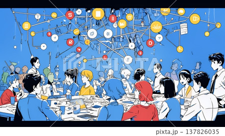 DX・AI・クラウドで進むデジタルトランスフォーメーション｜データネットワークのビジネスコンセプト