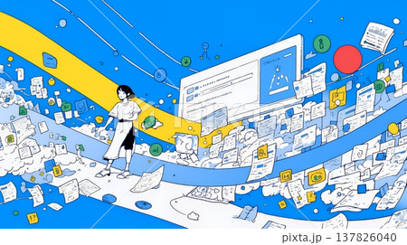 DX・AI・クラウドで進むデジタルトランスフォーメーション｜データネットワークのビジネスコンセプト