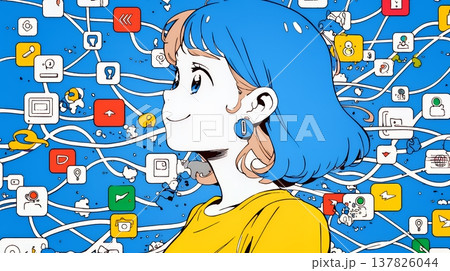 DX・AI・クラウドで進むデジタルトランスフォーメーション｜データネットワークのビジネスコンセプト