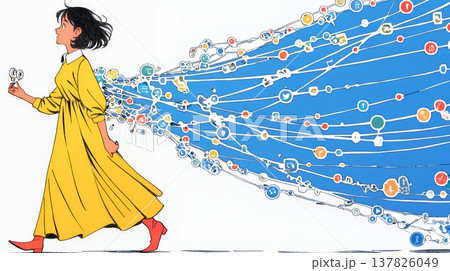 DX・AI・クラウドで進むデジタルトランスフォーメーション｜データネットワークのビジネスコンセプト