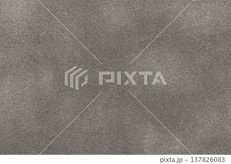 Gray suede fabric background with matte nap velvet texture. Graphite tones and soft felt textile surface in macro 137826083