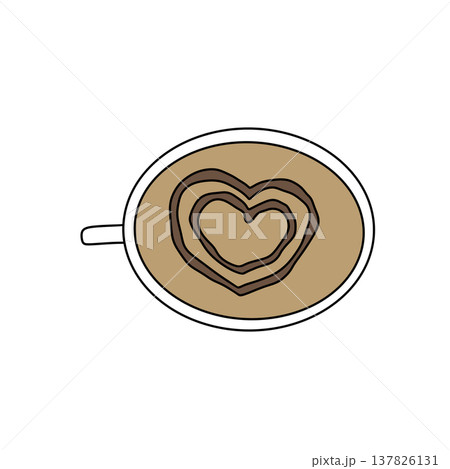 Coffee cup holds heart-shaped foam design Coffee cup holds heart-shaped foam design 137826131