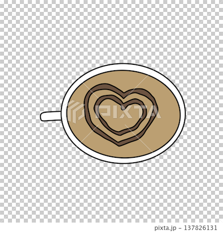 Coffee cup holds heart-shaped foam design Coffee cup holds heart-shaped foam design 137826131